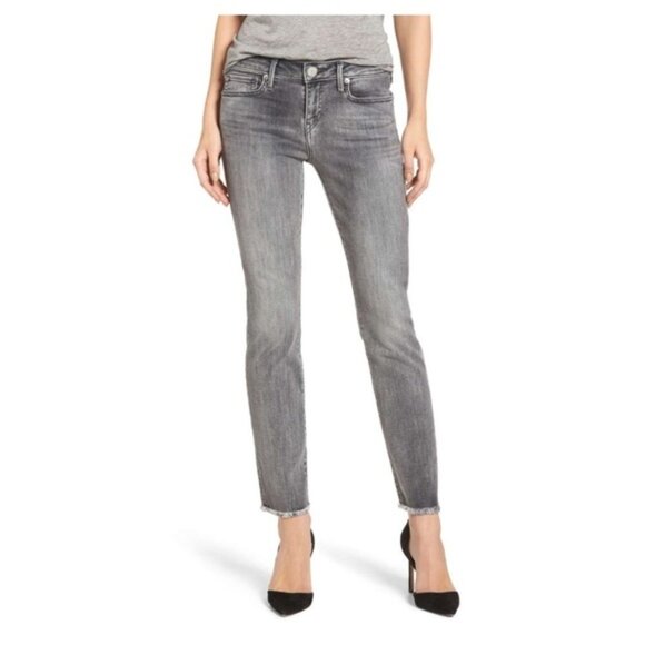 True Religion Sara Cigarette Cropped Jeans in Gray - Picture 1 of 5